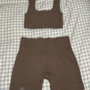 SET Active Mocha Top and Shorts